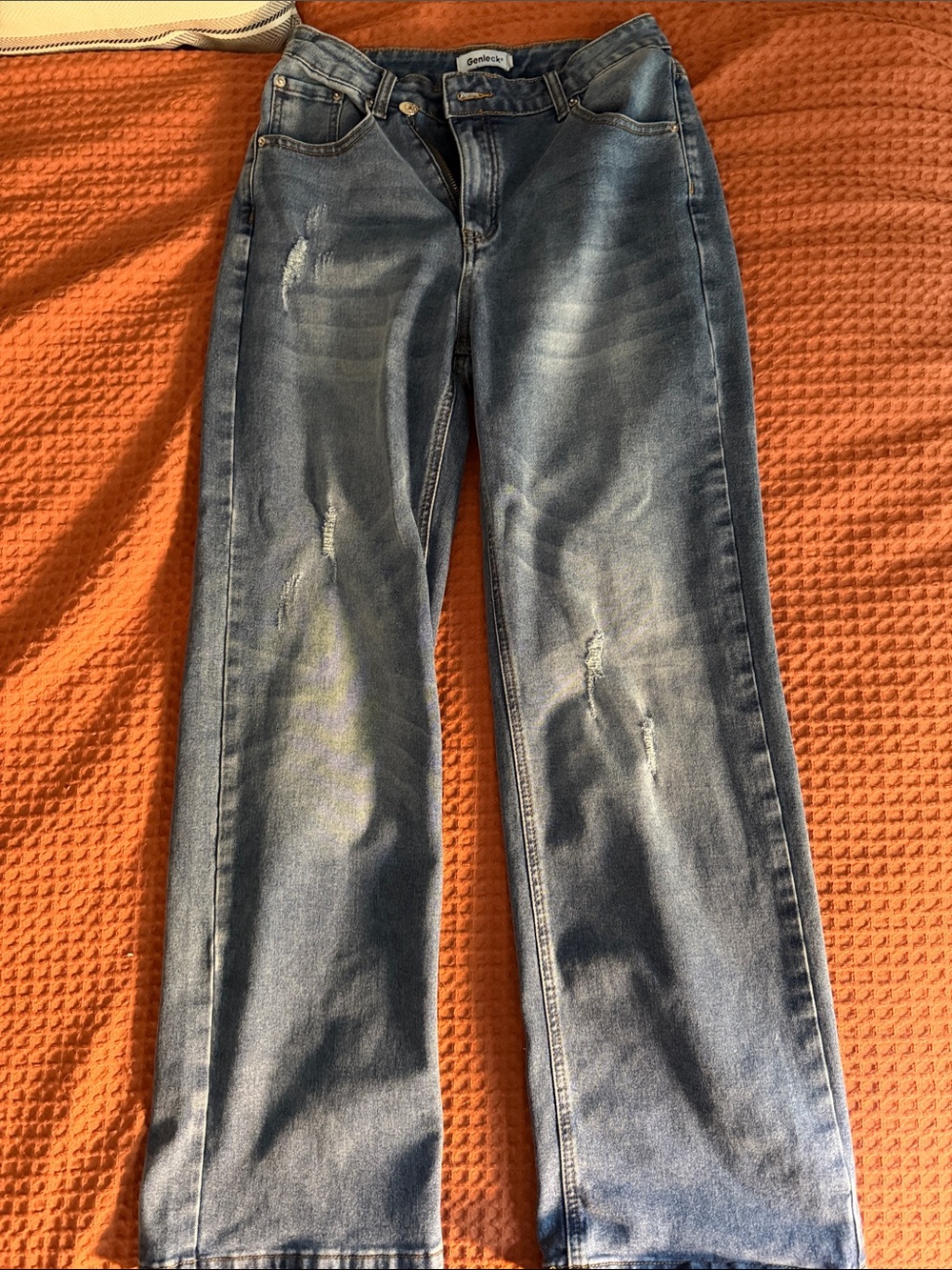 Madewell Blue Wide-Leg Distressed Jeans